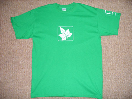 Green Subtle Audio Tee with White Leaf print