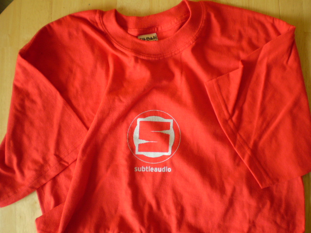 Red Subtle Audio Tee with Grey print